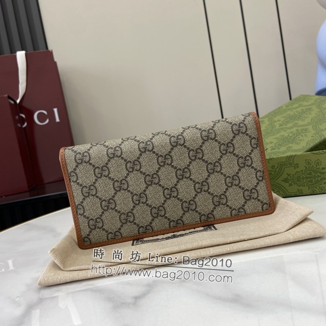 Gucci專櫃古馳最新款Emblem系列翻蓋長夾錢包 jh2411型號：821802